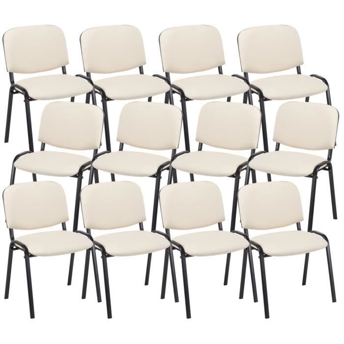 Lot de 4 chaises visiteur empilables Ken en similicuir et piètement