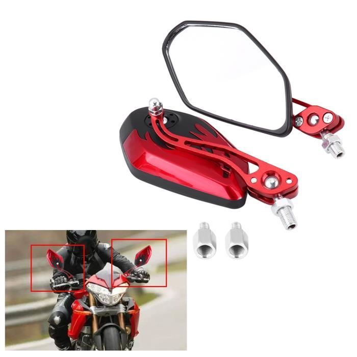 DUOKON 1 paire de 8mm 10mm universel moto Scooter en aluminium motif de flamme rétroviseurs rouges-TIP