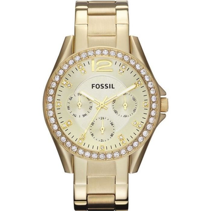 Montre femme FOSSIL RILEY ES3203. Fashion. Date. 5 Jaune Or