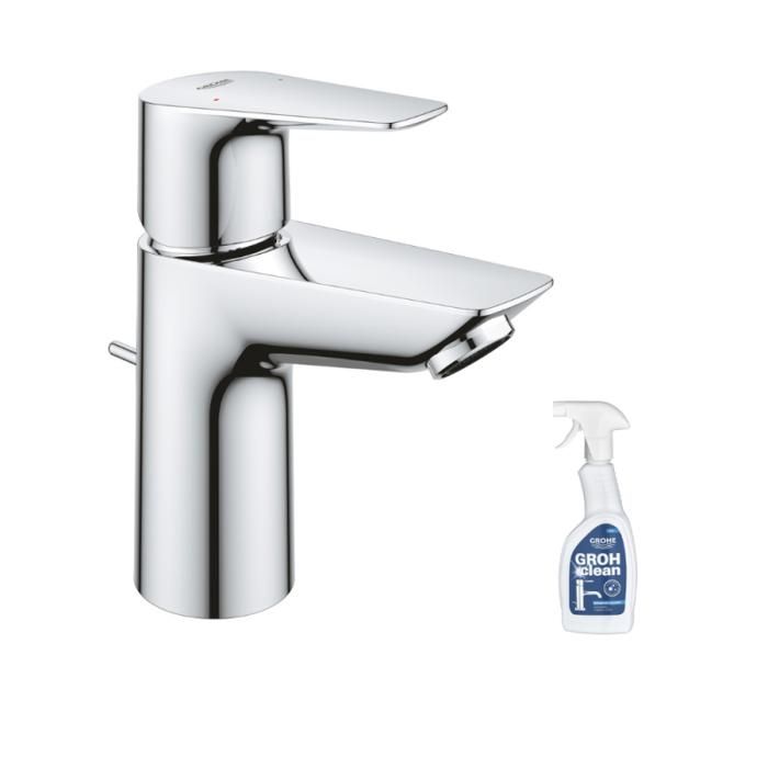 Grohe Mitigeur lavabo Quickfix Start Edge avec tirette et vidage taille S + nettoyant GrohClean