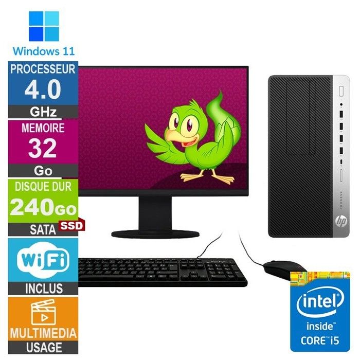 HP ProDesk 600 G5 MT i5 8400 240Go SSD + Écran - vue 2