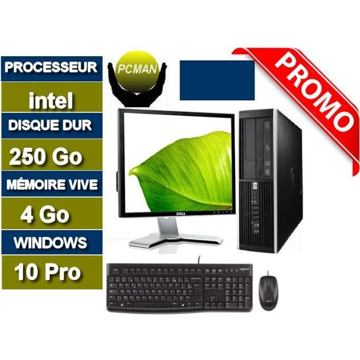 Ordinateur bureau Hp Elite 6000 Pro écran 20pouce SFF Dual Core 27 GHz - windows 10 pro 20 - Hewlett packard