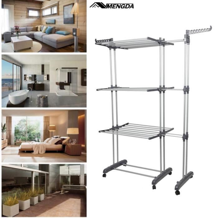 MENGDA Séchoir à Linge Pliable Interieur Exterieur Grande Capacité