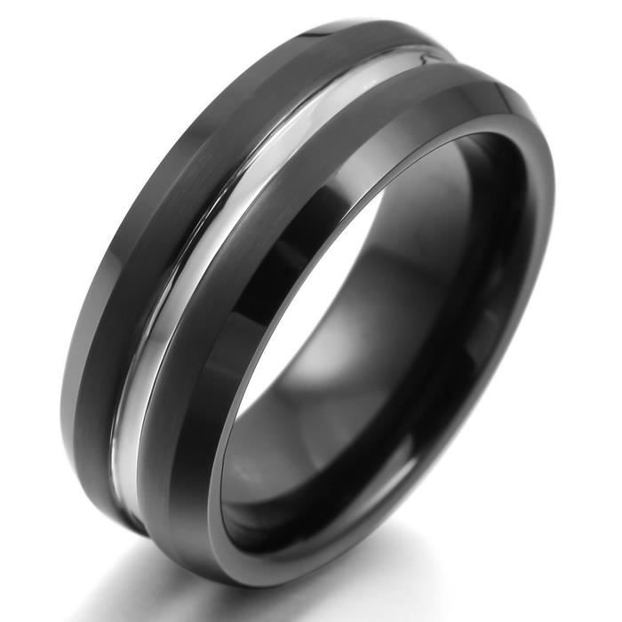Tungstene Anneau Bague Bague Noir Comfort Fit Mat Mariage Poli