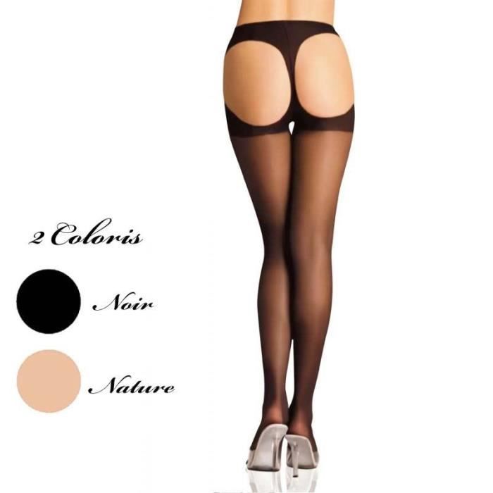 Collant Bas Ouvert Opaque Femme Noir ou Blanc avec jarretière fiore 60DEN