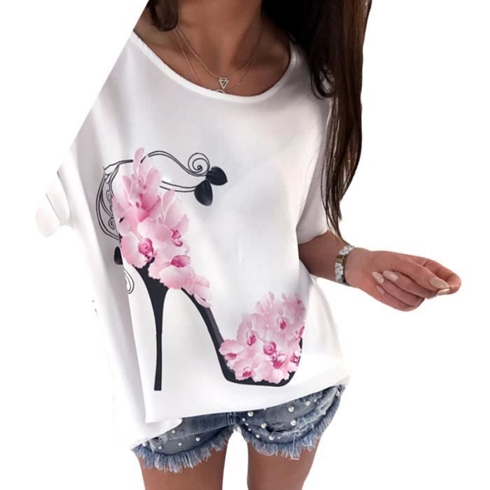 T shirt long imprimé femme Clearance