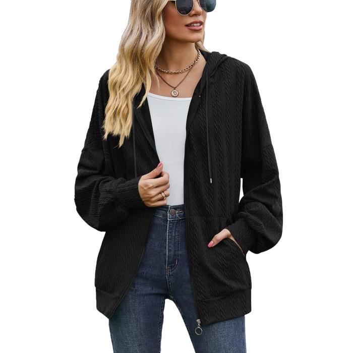 Gilet noir sales zippé femme