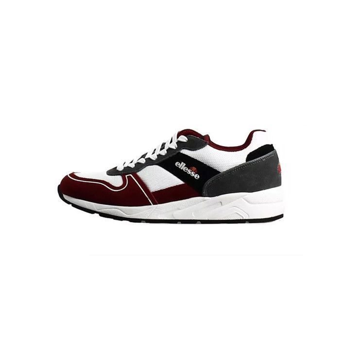 Basket Ellesse Retro Running 1 Homme Rouge Noir Ciment Fermeture a lacets Red black ciment Cdiscount Chaussures