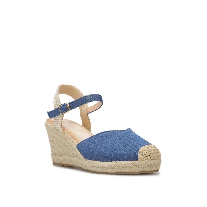 LA MODEUSE Espadrilles à talon compensé.Dotées dune bride ajustable et dun talon en cordage tressé. pour femme - Espadrilles - La Modeuse