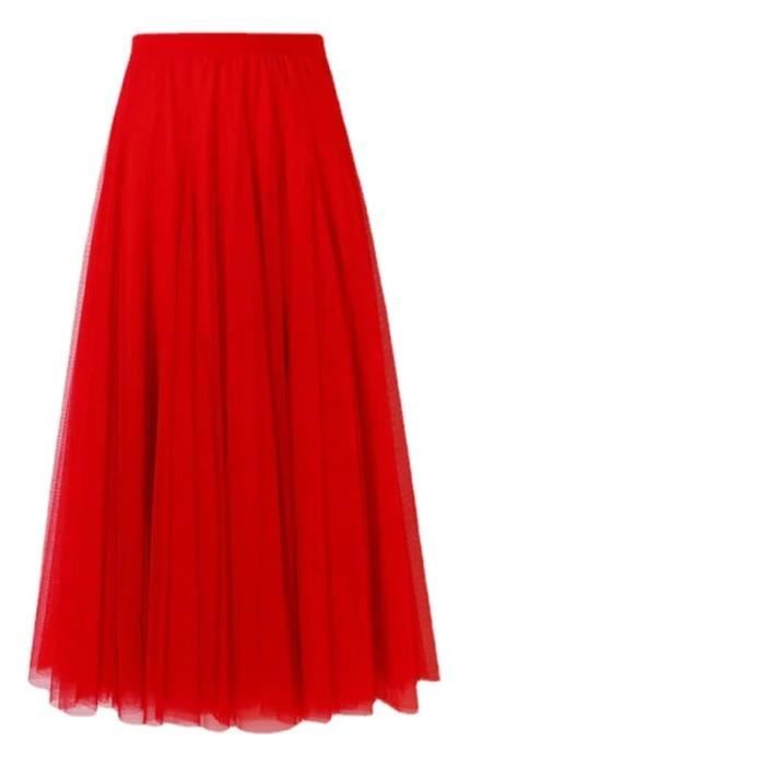 Jupe Plissée Créaline Femme, Rouge Polyester, Taille 16 – Longueur Genou (très Bon état)