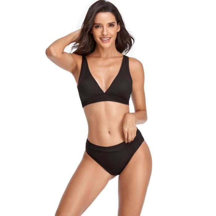 Acheter Sexy noir Bikini femme maillot de bain femmes maillots de bain deux  pièces Bikini ensemble rembourré baigneur maillot de bain