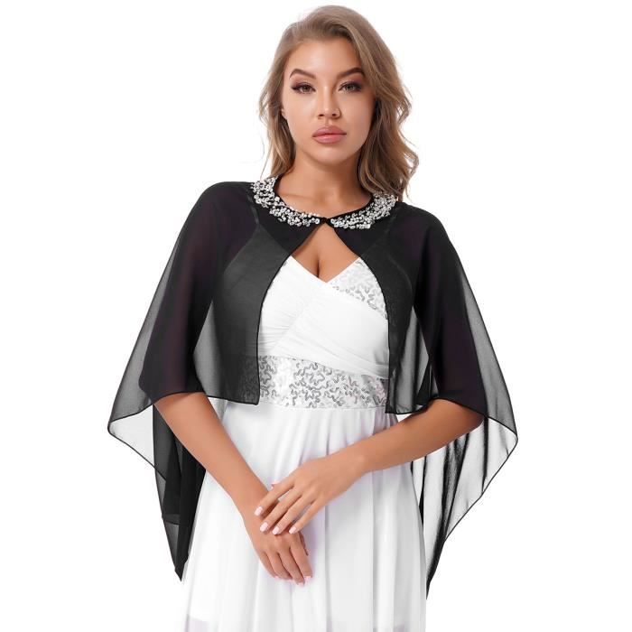 YONGHS Bolero Femme Mariage Elegant Mousseline Chale Veste Ouverte Soiree Ete S XL Noir Cdiscount Pret a Porter