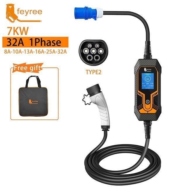 borne de recharge Portable 7kw 16a EV type-2 EVSE pour voiture électrique, prise CEE IEC62196-2,bazarland30