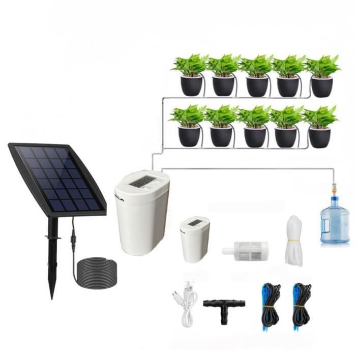 Kit Arrosage Automatique Programmateur Solaire pour Jardin, Goutte a Goutte avec 15M Tuyau
