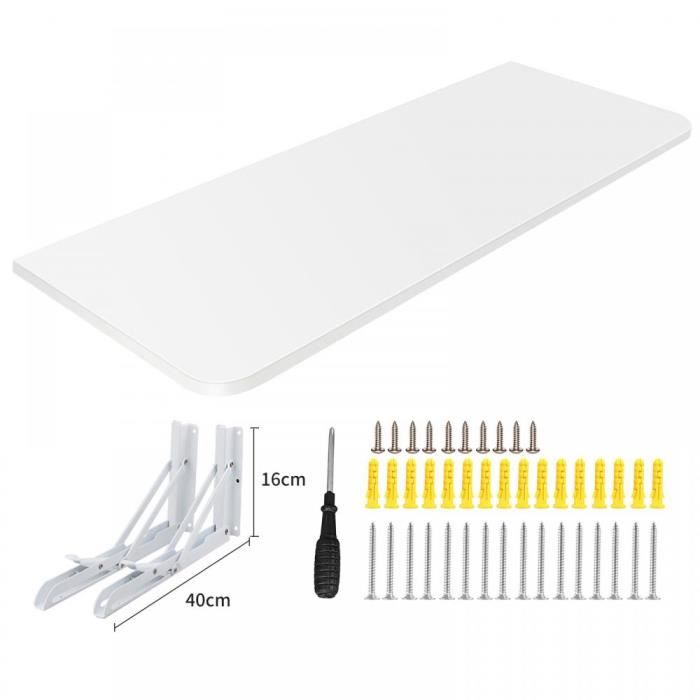 Table Murale Pliante 80x40 Cm - Bureau Ou Table Repas - Montage Murale Blanc - Gain De Place