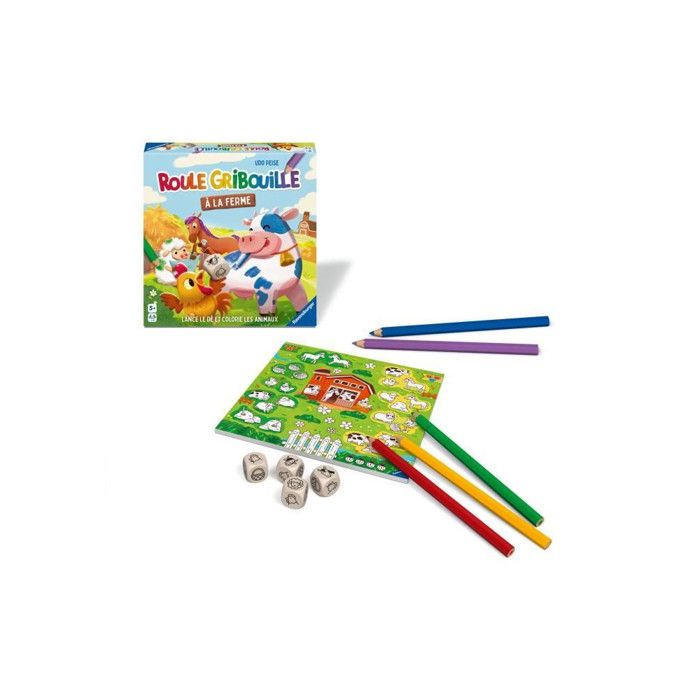 Roule Gribouille à la ferme - Jeu de société - Coloriage - Dès 5 ans - Ravensburger