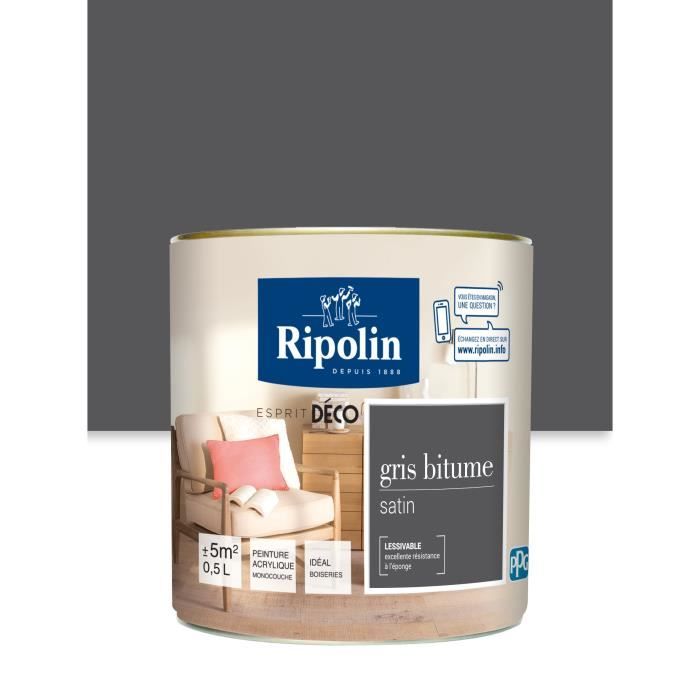 Ripolin Peinture Murale Toutes Pieces Gris Bitume Satin 0 5l Achat Vente Peinture Vernis Peinture Gris Bitume 0 5 L Cdiscount