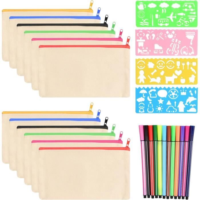 12pcs Trousse De Maquillage En Toile,Trousse Personnalisable