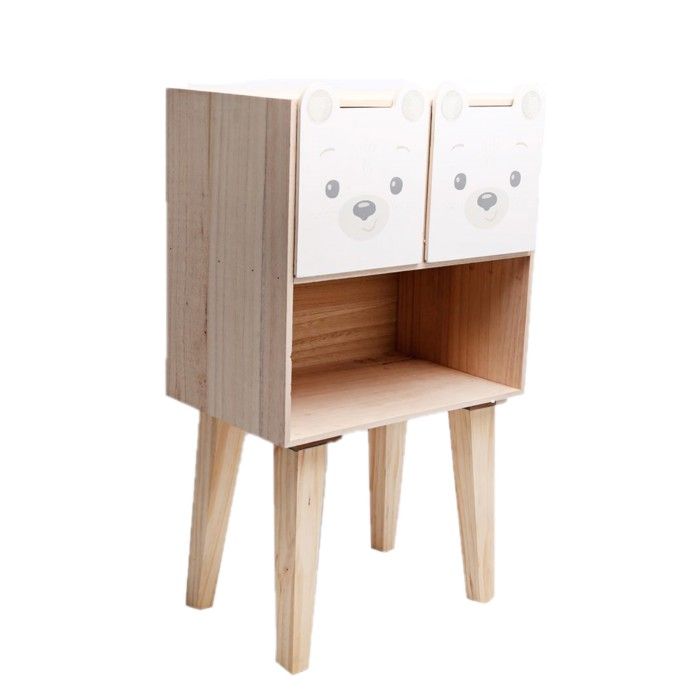 Table De Nuit Enfant Ourson L 40 X H 66 Cm Blanc Achat