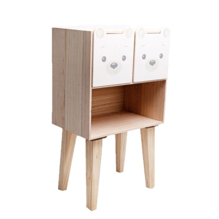 table de nuit enfant ourson - l. 40 x h. 66 cm - blanc