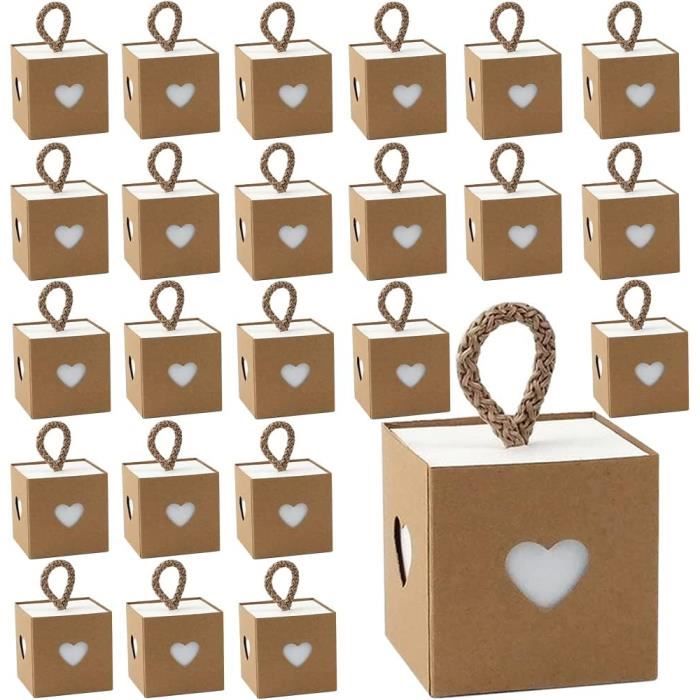 20 Boîtes Cadeau En Papier Kraft Avec Fenêtre Cœur - Mini Boîtes Emballage Vintage Pour Bonbons Et Petits Cadeaux