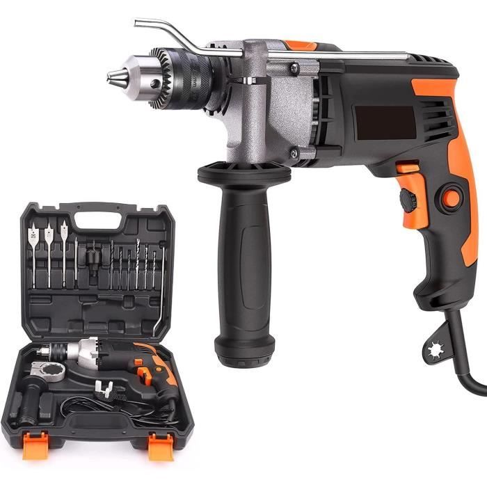 Perceuse à Percussion 850W - Vitesse Variable 0-3000 Tr/min - Pour Bois, Béton, Métal - Avec Accessoires