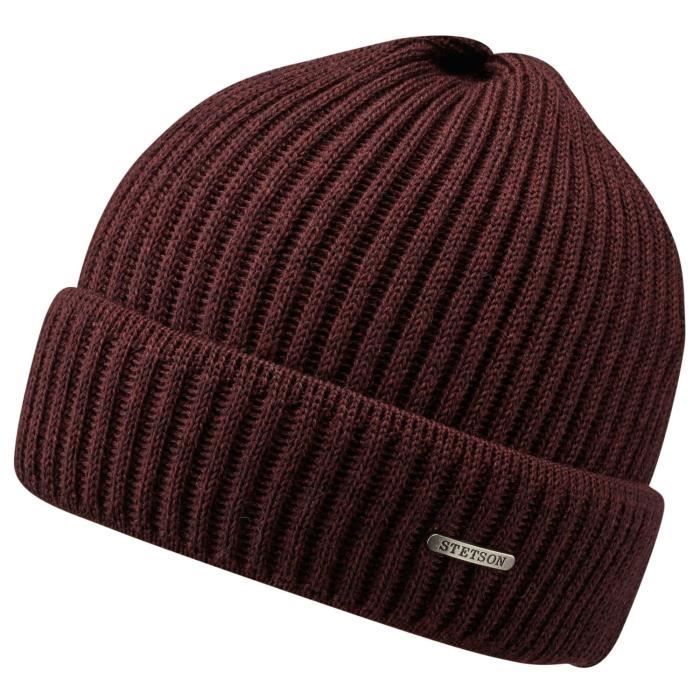bonnet réversible en jersey de coton rayures 12/12 rouge et blanc