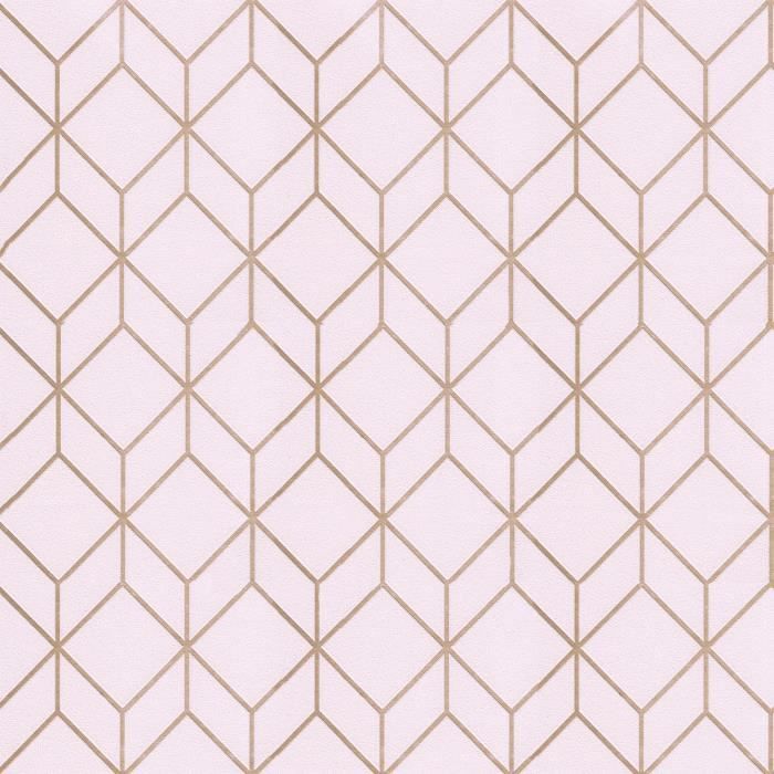 Myrthe Géo Rose- Papier peint - 1005 x 52cm - Cdiscount Bricolage