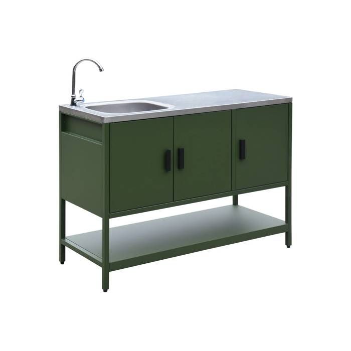 Cuisine dextérieure en acier vert avec évier L120cm Cuisine dextérieure en acier vert avec évier L120cm