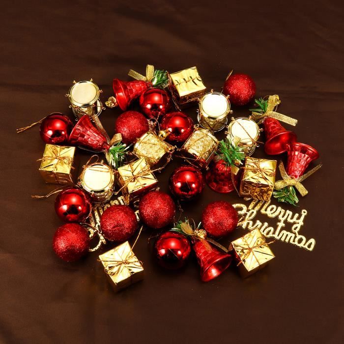 Tempsa 32pcs Ornements De Noel Decorations Tambours Cloches Boules Pendentif Arbre Bonbons Cadeaux Christmas Mariage Rouge Or Achat Vente Coffret De Decoration Cdiscount