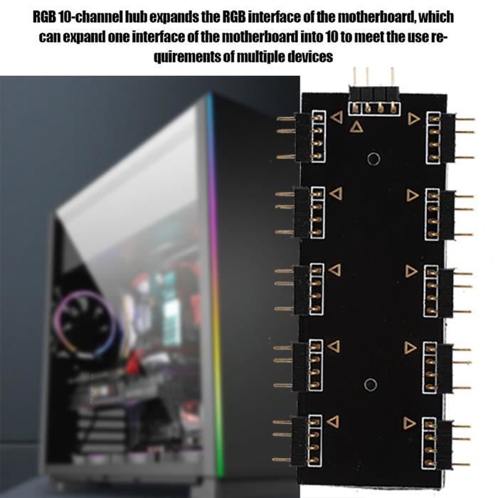 Câble d'extension de Ventilateur RVB pour Carte Mère PC MOD Hub à 10