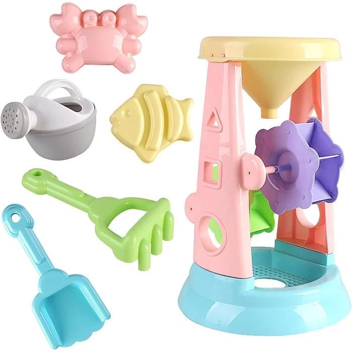 Lot de 9 jouets de plage d'été pour enfants, roue à eau, bac à sable