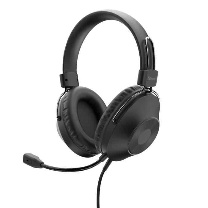 Casque USB Trust Zaru avec Micro, Filaire, Commande du Volume sur Fil, pour Chat, Bureau, Teams, Visioconférence, Zoom
