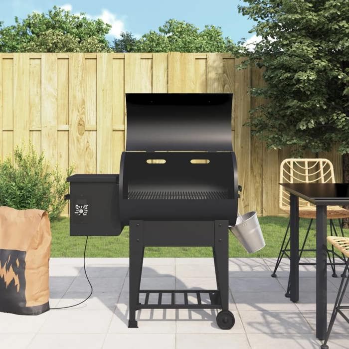 vidaXL Gril à granulés avec étagère inférieure 94 cm fer gril gril à granulés de bois fumeur à granulés de bois 360068