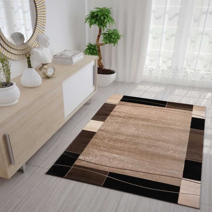 tapis contemporain marron 160x230 cm achat vente tapis cdiscount