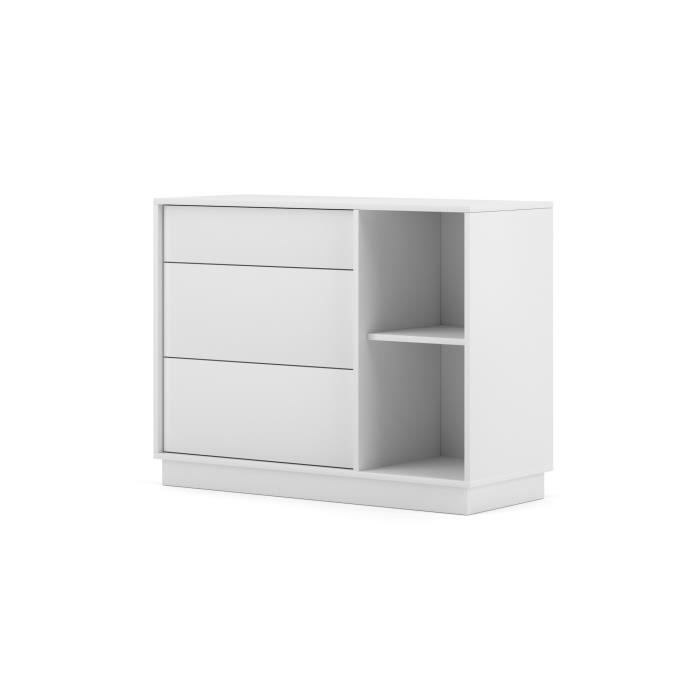 VIVALDI Commode buffet - FRAME - 100 cm - blanc mat - blanc brillant