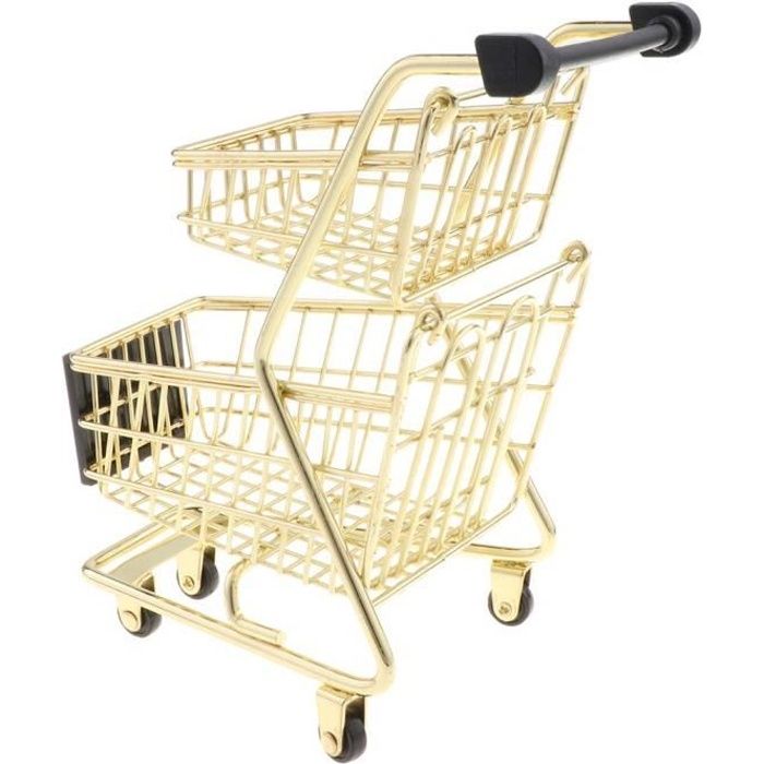 Caddie Supermarche Shopping Panier Chariot Basket En Metal Enfant Jeux De Role Play Jouets Educatifs Or M1387 Cdiscount Maison