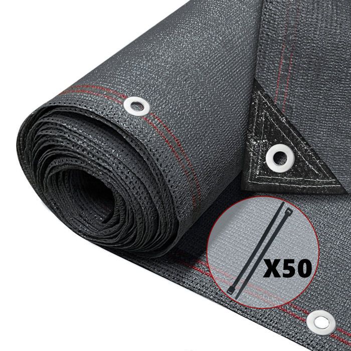Brise-vue Occultant HDPE 220g/m² - 100 X 550 Cm, Gris, Pour Balcon, Jardin, Terrasse