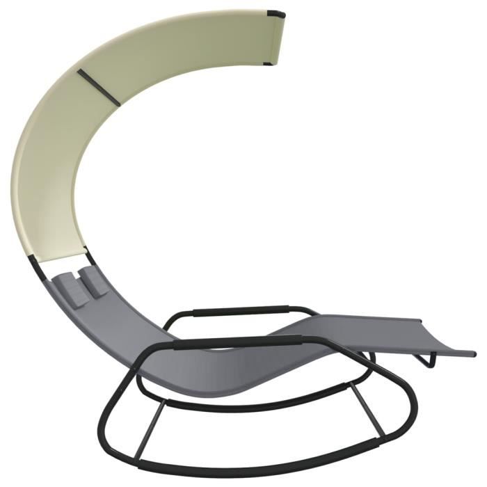 FHE Bains de soleil Chaise longue double bascule avec auvent