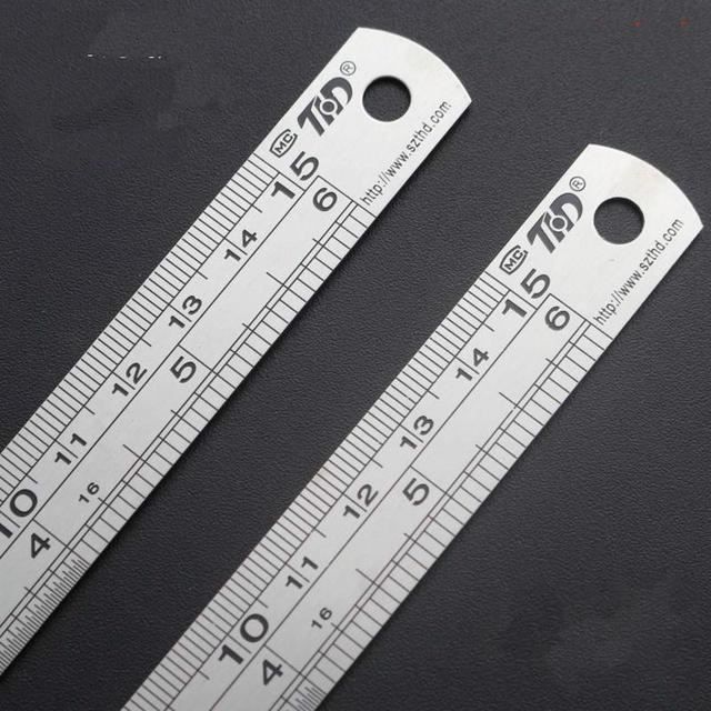 Règle En Métal Inoxydable 15 Cm - Graduations Cm Et Pouces, Précision 0.5 Mm