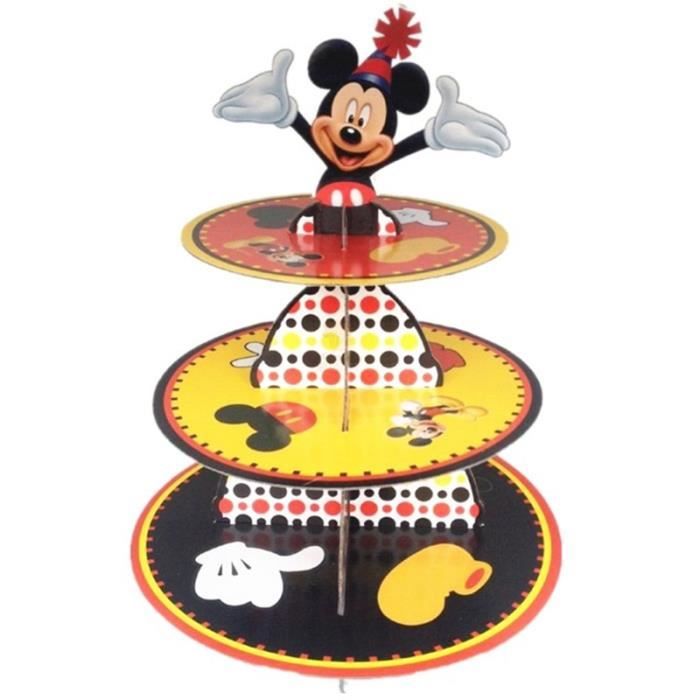 Cake stand -Fête d'anniversaire à thème Mickey Mouse,8 personnes utilisent  les tasses et assiettes,nappes en papier,fournitures d - Cdiscount Maison