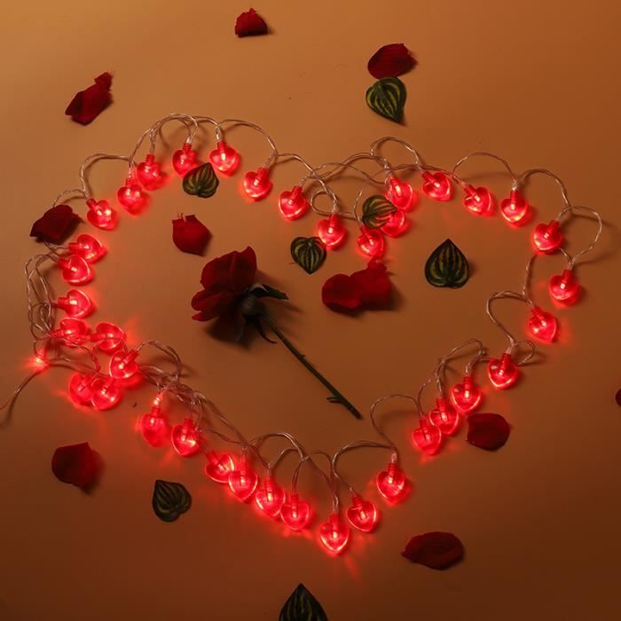 Guirlande lumineuse pour la Saint-Valentin,Guirlandes d'amour rouges en  forme de cœur,Éclairage d'ambiance romantique(4 M, 40 LED) - Cdiscount  Maison