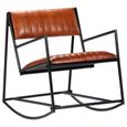 Chaise à bascule - Style Contemporain - Fauteuil à bascule - Marron - Cuir véritable - Nouveau *868406-1