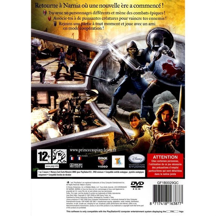 Jeu PC Le Monde De Narnia : Le Prince Caspian - Version Française - Avec Notice - Bon état