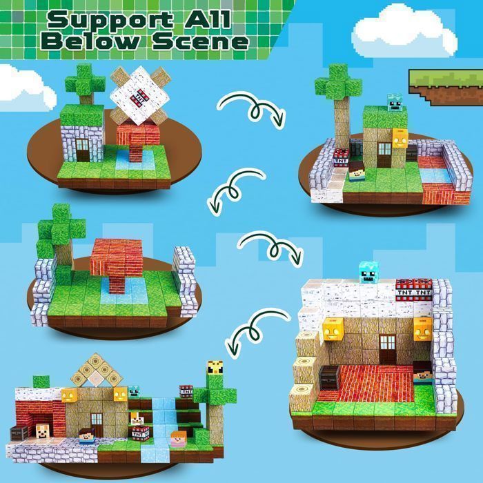 Blocs Magnétiques 150 Pièces – STEM – Château Et Prairie – Aimants Puissants – ABS Sûr – Dès 3 Ans – Cadeau Noël