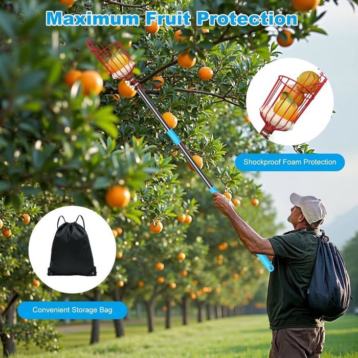 Outil de Cueillette de Fruits, Cueilleur de Fruits de 2,4m, Outil de