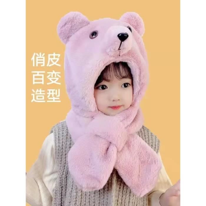 Écharpe à Capuche pour Enfant Garçon et Fille, Chapeau Chaud d'Hiver, à  Rabat en Tricot, Mignon, en Coton Doux, Solide, Vin Gris - AliExpress