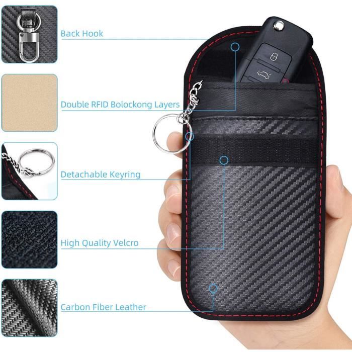 2PCS Etui Anti RFID Clé Voiture, Pochette Anti RFID pour Voiture Keyless,  Pochette de Protection RFID Blocage Signal, Etui de Clé - Cdiscount  Bagagerie - Maroquinerie