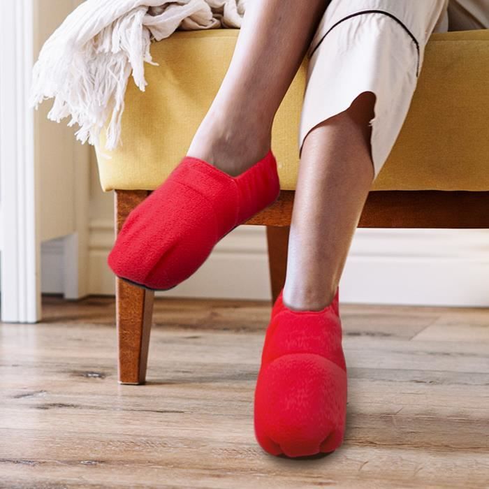 Chaussons Chauffants Micro-Ondes - Pantoufles Gain de Confort et Chaleur -  Graines de Lin - Taille 38/40 - Polaire Rouge Rouge - Cdiscount Chaussures