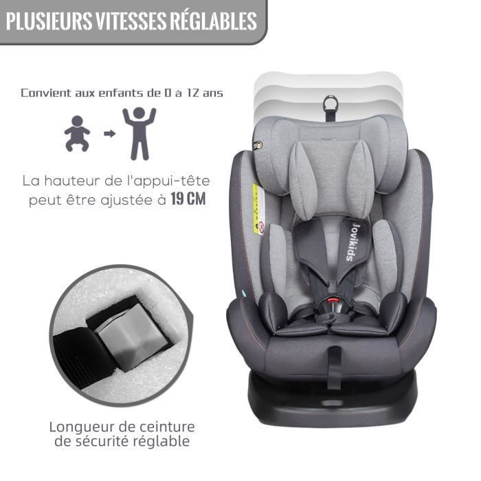 JOVIKIDS Siège auto isofix 360° Pivotant Groupe 0/1/2/3 (0-36 kg